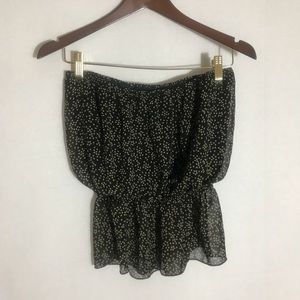 Strapless Black With Gold Dots Top !